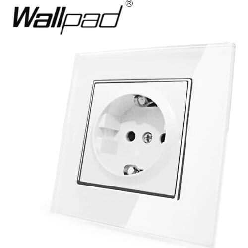 EU Standard Socket with Claws Wallpad White Glass Panel Schuko 16A European Plug Wall Power Outlet with Haken