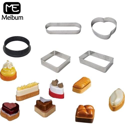 Meibum Fruit Cream Pie Pan French Dessert Various Stainless Steel Tart Ring Cheese Mousse Cake Mold Pizza Mould Bake Tools