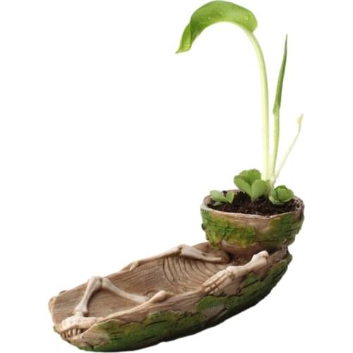 Creative Art Skeleton Flower Pot Garden Storage Succulents Plant Pot Micro Landscape Decor For Office Home Decor Craft Ornaments