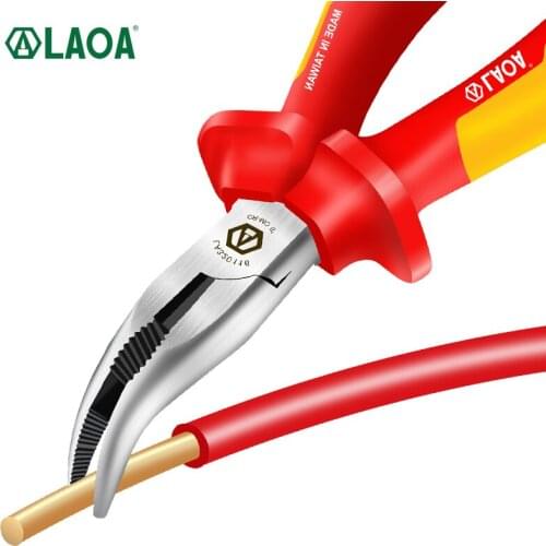 LAOA VDE Insulated Bent Nose Pliers 1000V German Certification Made in Taiwan Long Nose Pliers Electrician Wire Cutters