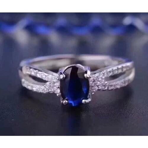 Natural real blue sapphire ring 925 sterling silver Fine handworked jewelry Finger rings 5*7mm