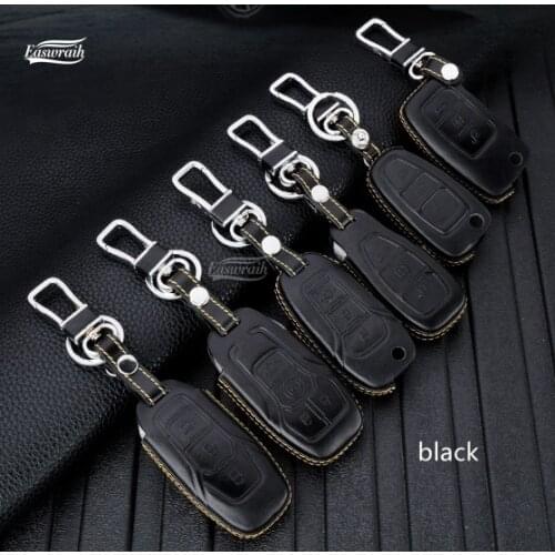 Gift Leather Car 4D Key Case Cover Holder For Ford S-MAX cosport MK2 MK4 Focus Fiesta Edge Explorere Everest Ranger F150 Kuga