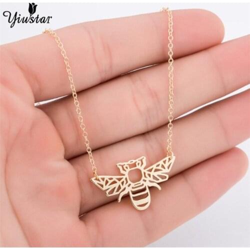 Yiustar Origami Bee Necklace Bug Charm Female and Male Gift Animal Necklace Honey Bee Pendant Bug Necklace & Pendants Party gift