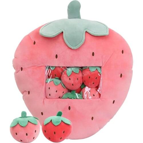 Cute kitten Snack Bag Pillow Carrot Strawberry Plush Cushion Doll Toys Removable Fluffy Creative Childrens Christmas Gifts