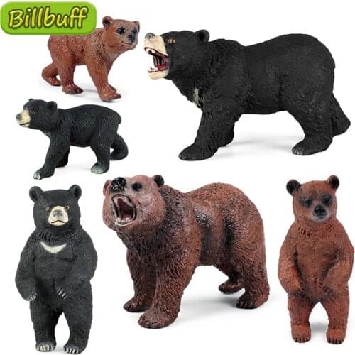 Simulation Animal Plastic Action PVC Solid Model Black Bear Figures Collection Toys for Children Educational Kids Cognition Gift
