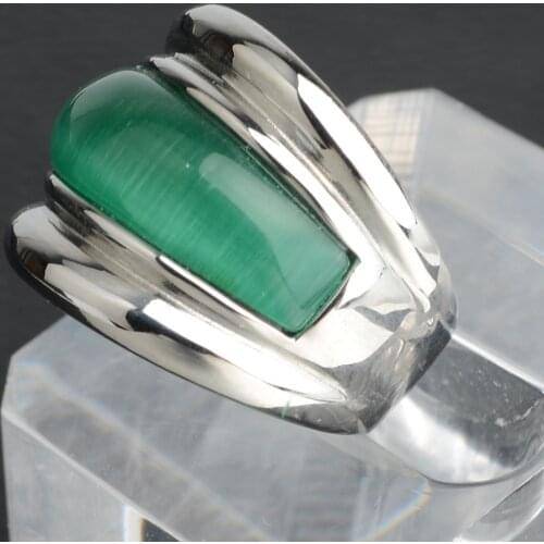 Fashion Luxury Artificial Opal Stone Rings For Men 316L Stainless Steel Rings Jewelry Best Friends Birthday Gifts