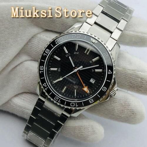 BLIGER Mens Luxury Aseptic GMT Mechanical Watch Sapphire Glass Ceramic Bezel Date Waterproof Mens Automatic Watch