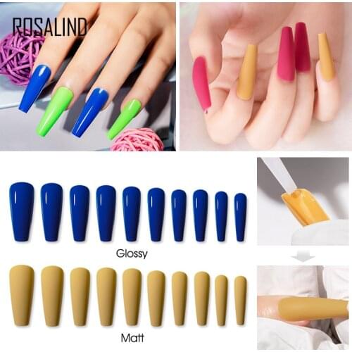 ROSALIND 100/200/500Pcs A Set Long Ballerina Nails Clear Coffin French Fake Nails Tips ABS Full/Half Cover Pointed False Nails