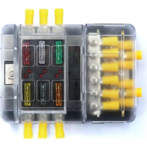 1pc New DC12-32V 100A 6Way universally Fuse Terminal Box Block with Red LED Indicator Negative Bus For Car Boat Yacht RV SUV Bus