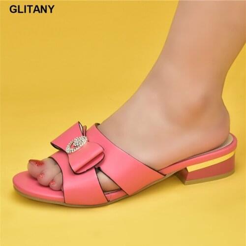 New Arrival Elegant Women Slip on Low Shoes Decorated with Rhinetone Open Toe Shoes Plus Size Women Shoes 43 Patent Leather