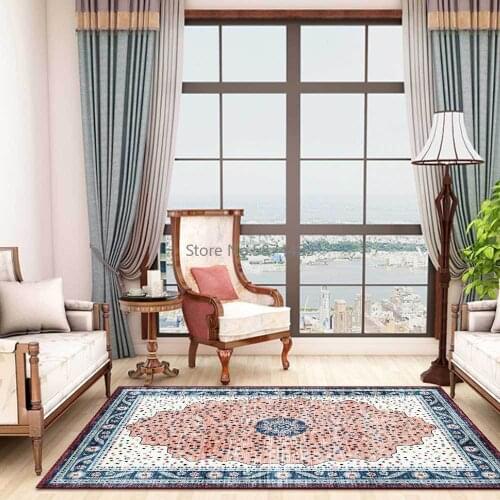 European and American Retro Pattern Ethnic Light Pink Living Room Bedroom Bedside Carpet Floor Mats
