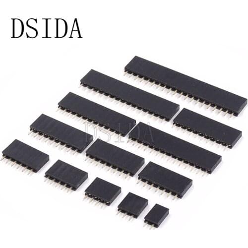 10PCS 2.54mm Single Row Pin Female Pin Header Socket 1*2p 3p 4p 5p 6p 7p 8p 9p 10p 12p 14p 16p 20p 40p Pin Connector