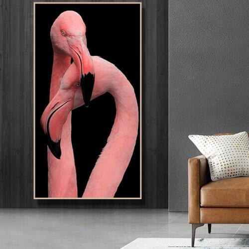Flamingo Posters and Prints On The Wall Modern Home Decor Painting Canvas Wall Art Pink and Black Animals Picture Frameless