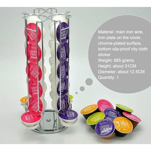 Coffee Pods Holder Plating Stand Coffee Capsule Storage Rack Dolce Gusto Capsule Rotating 24 Capsule Coffee Pod Holder