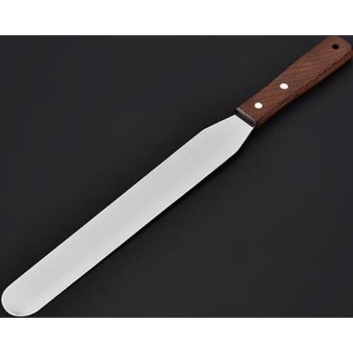 Safe Wooden Handle Stainless Steel DIY Cake Cream Spatula Butter Cake Cream Knife Kitchen Baking Icing Frosting Cake Smoother