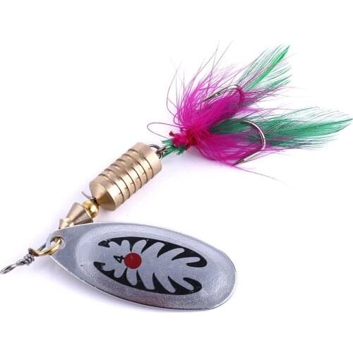 Fishing Lure 7.5cm Spoon Lures 4# Hook Fishing Tackle with feather tail Fishing Bait