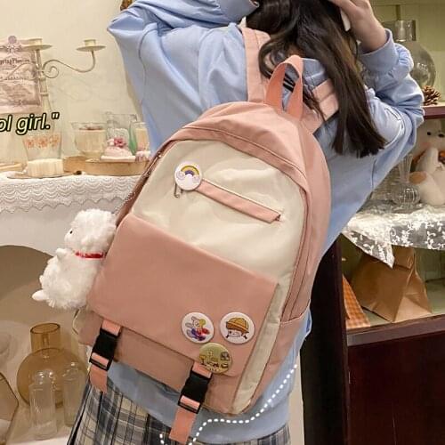 Patchwork Backpack for Women Large Capacity Nylon School Bags Lady Anti Theft Bagpack High-quality Travel Rucksack Girls Bookbag
