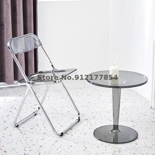 Nordic Transparent Chair Plastic Folding Chair Back Chair Home Dining Chair Net Red Makeup Chair Acrylic Crystal Stool