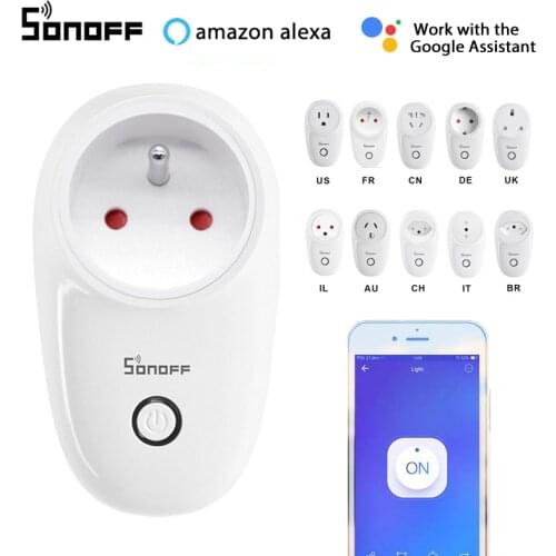 Sonoff S26 WiFi Smart Socket Plug Real Timer Switch Remote Control For eWelink APP Compatible with Alexa Google Home Assistant