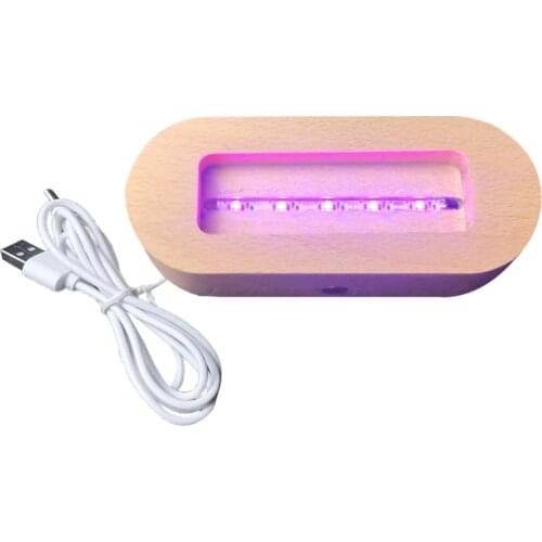 Ellipse Shape LED Night Light Wood Material Holder for Crystals Glass Ball Illumination Lamps Accessories 3 Colors Light