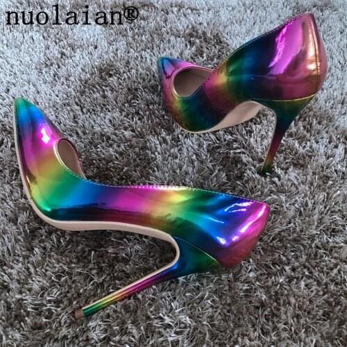 12CM High Heel Shoes Woman Dress Party Thin Heels Pumps Women Patent Leather Platform Pump Shoes Ladies Wedding High Heels