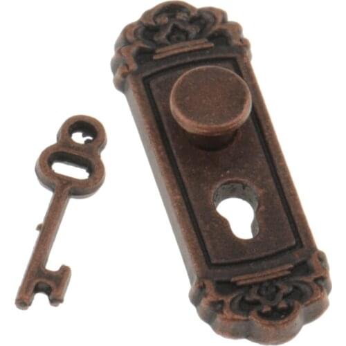 Mini vintage lock with key Designed for 1/12 dollhouse miniature doors Great accessories for your dollhouse DIY Lock