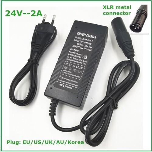24V 2A lead-acid battery Charger wheelchair charger golf cart charger electric scooter ebike charger XLR metal connector