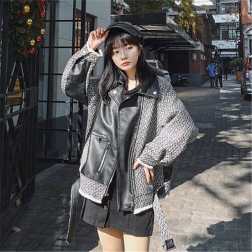Women fashion Leather Jacket Short section 2020 Spring Autumn Coats new Korean Loose Womens Jackets Female Tops m563