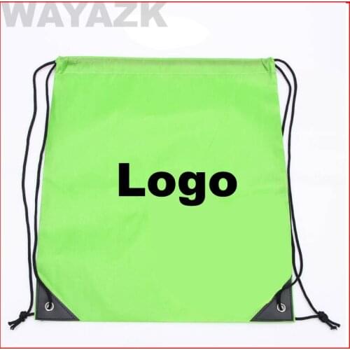 100pcs/lot) size 35x40cm custom 210D polyester drawstring backpack with logo printed