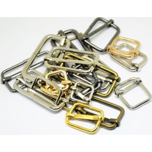 20pcs Metal Slides Tri-glides Adjuster Wire-formed Roller Pin Buckles For Webbing Strap 3/8''1/2''5/8''3/4''1''1-1/4''1-1/2
