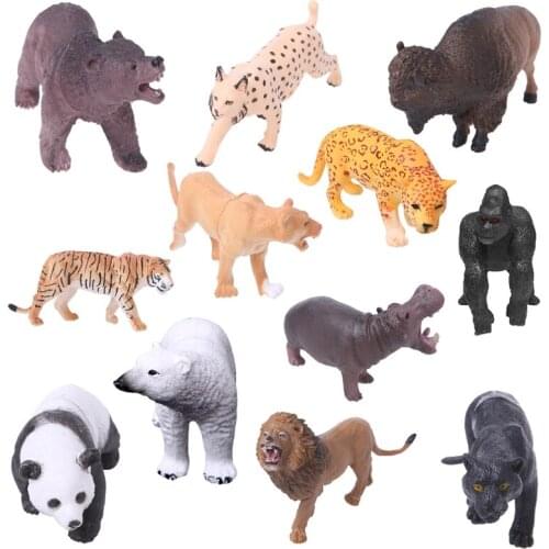 2020 New Drop ShiP 1Pc Plastic Zoo Animal Figure Model Tiger Leopard Hippo Giraffe Kids Toy
