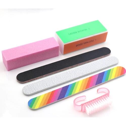 6PCS/SET Nail Files Buffer Block Brush Kit Nail Art Cleaning Tool Set Manicure Pedicure Polishing Kit