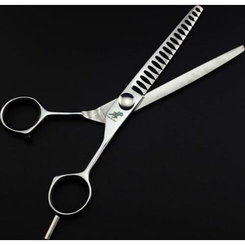 7'' Japan 440C Professional Human Hair Scissors Hairdressing Scissors KIV silver Fish bone scissors Shears Thinning Scissors