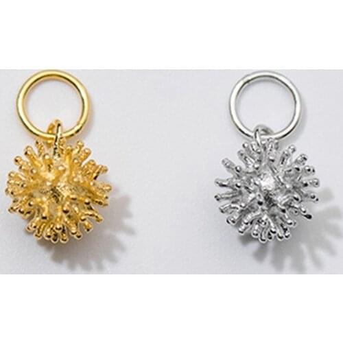 925 Sterling Silver Craftwork Fur Ball Design Small Dangle Charms Fancy S925 Silver Decoration Pendant DIY Jewelry Making Gift