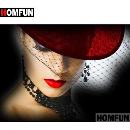 HOMFUN Diamond Painting "Woman head" Cross Stitch Custom Photo Diamond Embroidery Square Round Drill Home Decor A00299