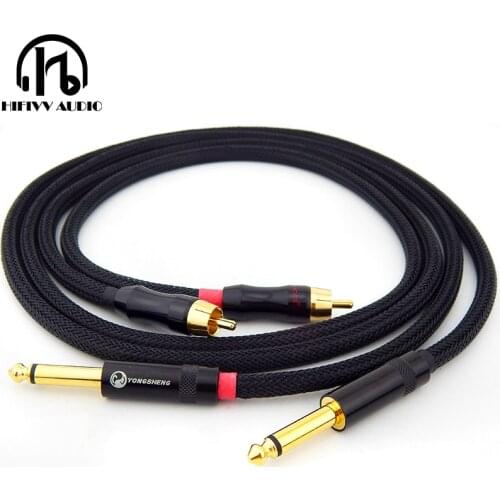 HiFi audio cable of RCA to 6.5mm hifi Audio signal wire RCA plug to 6.35mm plug