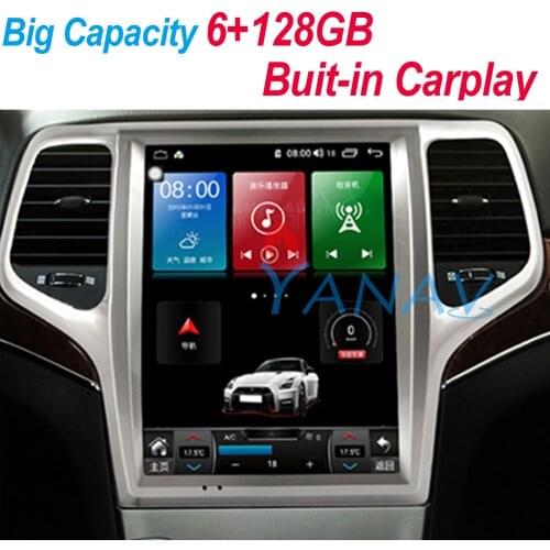 6G 128GB Car Radio Android10.0 Tesla Style Screen For Jeep Grand Cherokee 2008-2013 Multimedia Player GPS Navigation Carplay DSP