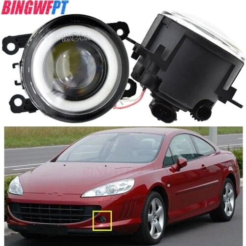 Car LED Bulb Fog Light + Angel Eye DRL Daytime Running Light 12V For Peugeot 407 Coupe 6C_ 2005 2006 2007 2008 2009 2010 2011