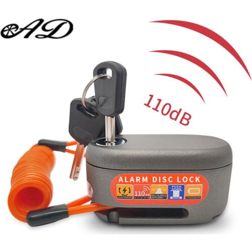 Lock-Motor Bicycle Alarm Disc Lock Sound Brake Motorcycle Lock Alarm Disc Brake Lock 110db Security Waterproof Bicycle lock