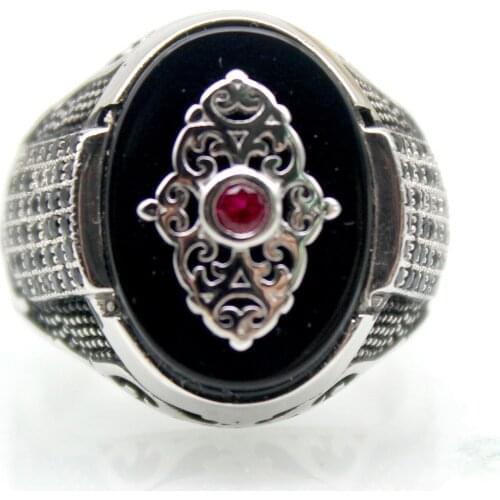 BOCAI Real 100% New S925 sterling silver Man ring stylish personality generous black gems, natural agate mens ring