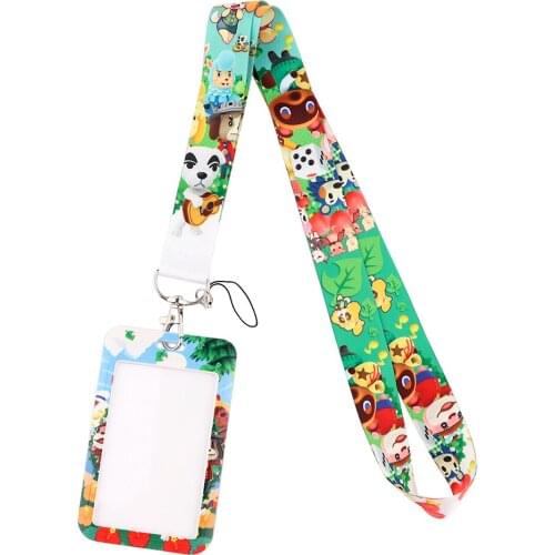 JF982 Cute Animals Game Lanyard Credit Card ID Student Bus Badge Holder Women Hanging Rope keychain Keyring Gifts