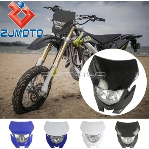 Black Dirt Bike 35W Headlight Fairing ABS Motocross Headlamp Mask For Yamaha TTR YZ YZF WR WRF XC EXC XCW 125 250 450