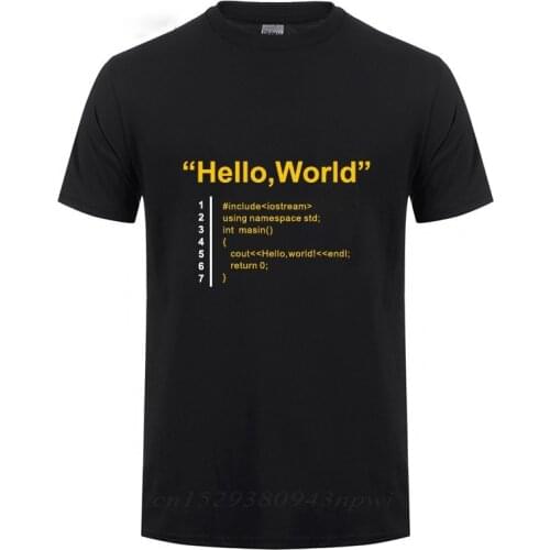 Hello World T Shirt Fathers Day Present Funny Birthday Gift For Dad Men Husband Boyfriend Geek Team Programmer Cotton T-Shirt