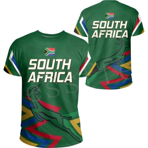 Tessffel County Animal South Africa Flag Springbok 3DPrint Men/Women Summer Casual Funny Tee Short Sleeve T-Shirts Streetwear A3