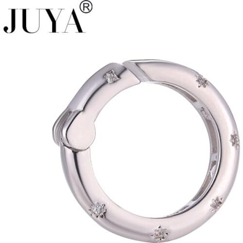 JUYA 2021 DIY Handmade Jewerly Findings Press Spiral Clasps Hoops Cubic Zirconia Charm Connectors For Bracelets Necklaces Making