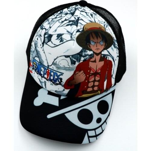 Anime Pirate King Sun Cap Casual Adjustable Monkey D Luffy Summer Mesh Hat for Men Women