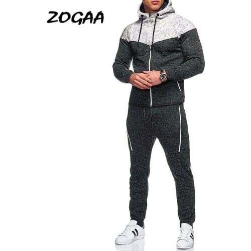 ZOGAA Sets Men New Hot Sale Mens Splicing Casual Cardigan Two-piece Suit Sweatsuit Sport Wear Tracksuit Plus Size Hot Sale Chic