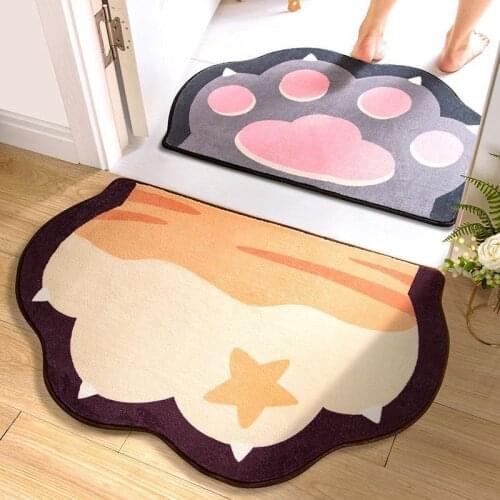 Cat Paw Shaped Entrance Door Mats Soft Plush Cartoon Mat for Front Door Non-Slip Doormats Bedroom Washable Area Rugs Carpets