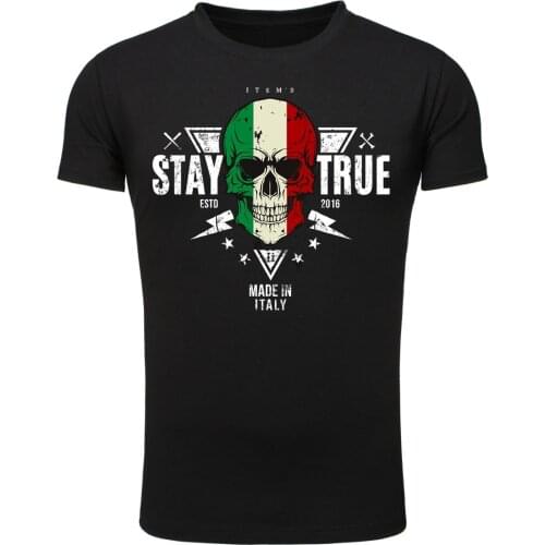 Legendary Items MenS Shirt Men T-Shirt Italy Skull Flag 2019 Brand New Men Fashion Man Cotton Clothing O Neck Tops Tees