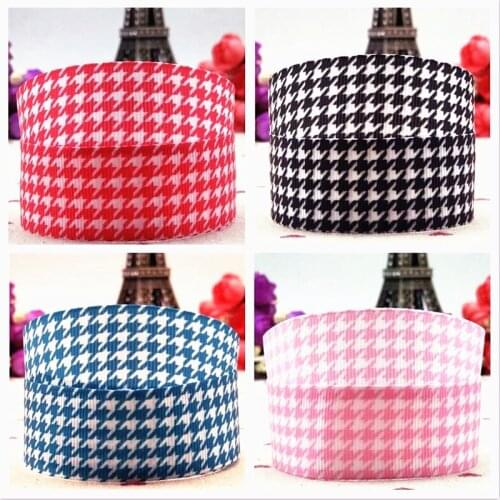 Free delivery of 25mm black and white checked cartoon grosgrain ribbon hand material hair bow New Year decoration 10 yards